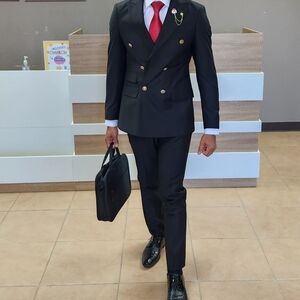 Men's Black Double-Breasted Suit